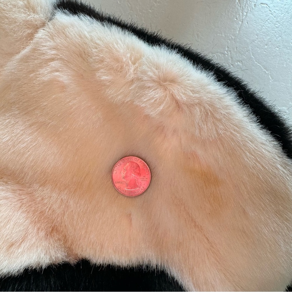 Vintage (1978) White Faux Fur Coat with Black Stripe Detail - Picture 8 of 16